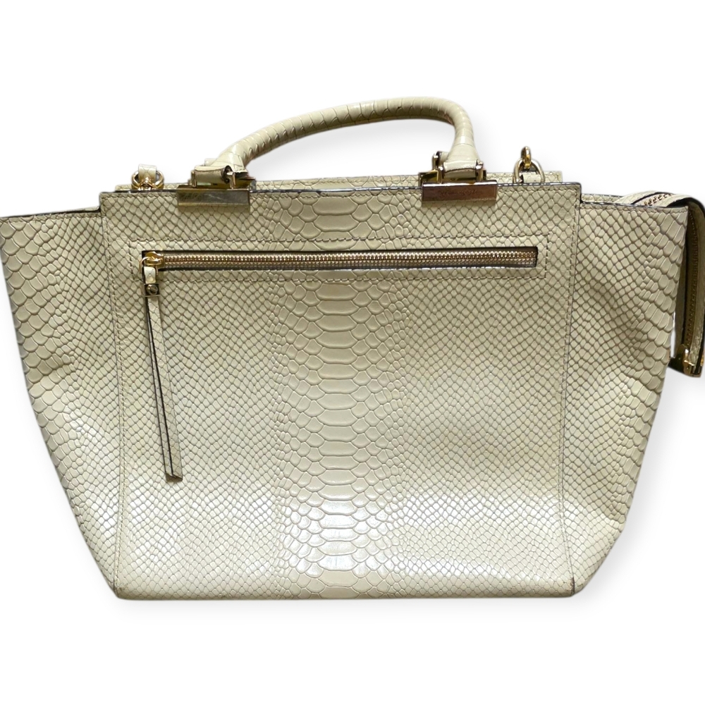 Henri Bendel Cream With Gold Tone Hardware Snakeskin Embossed NeutralSatchel Bag